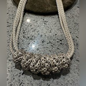 Triple Cable Silver John Hardy Necklace With 6 Ri… - image 1